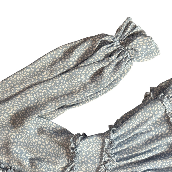 Selfie Leslie Ruffle Floral V-Neck Mini Dress Size XS Blue - Picture 4 of 11